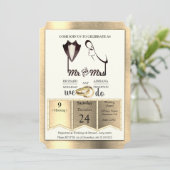 Folie-Goud-Zilver-Messing Trendy Bruiloft Kaart (Staand voorkant)