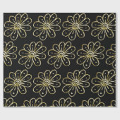 Folie goudbloemen cadeaupapier (Vlak)