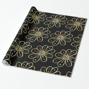 Folie goudbloemen cadeaupapier