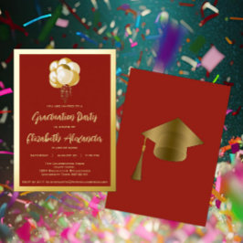 Folie gouden ballonnen Rode Gradupartij Folie Uitnodiging