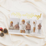 Folie, goudfolie, zilverfolie | Alles in script 3  Folie Feestdagenkaart<br><div class="desc">Voeg wat shine toe aan je kerstkaarten met echte gouden, zilveren of roos bladaluminium! Deze klassieke en tijdloze metallische stijl is zeker om een ander niveau aan uw kaarten toe te voegen. Spreid je feestdag uit met deze feestelijke vakantiekaart! "Merry Alles!" is met de hand geschreven in een echt gekleurd,...</div>