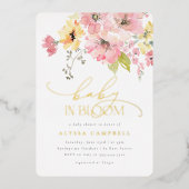 Folie, goudfolie, zilverfolie | Baby in Bloom Blus Folie Uitnodiging (Voorkant)