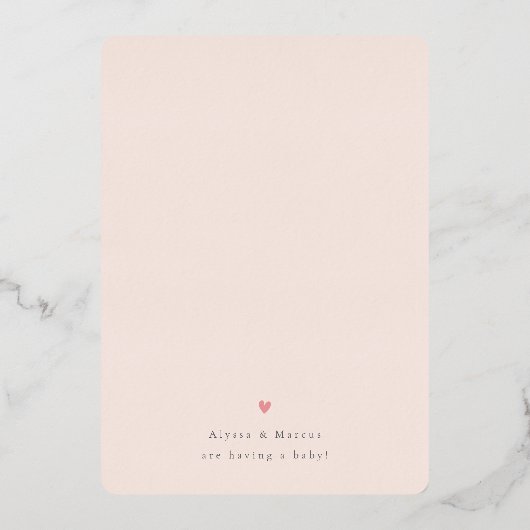 Folie, goudfolie, zilverfolie | Baby in Bloom Blus Folie Uitnodiging (Achterkant)