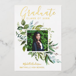 Folie Greenery Gold Foto Afstuderen Aankondiging
