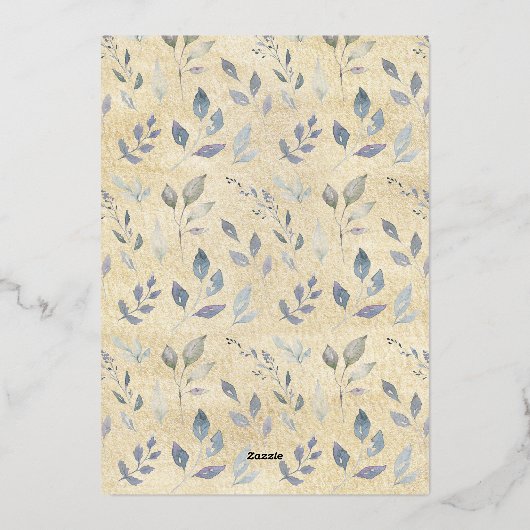 Folie Greenery Gold Foto Afstuderen Aankondiging (Achterkant)