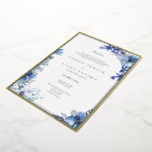 Folie grens Receptie Uitnodiging met blauwe bloeme (Gedraaid)