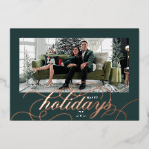 Folie Groen Elegant Flourish Script Vakantie Kaart