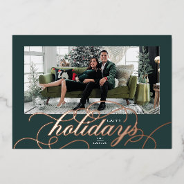 Folie Groen Elegant Flourish Script Vakantie Kaart
