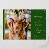 Folie Groen Goud Foto Folie Feestdagenkaart (Voorkant)