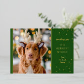 Folie Groen Goud Foto Folie Feestdagenkaart (Staand Voorkant)