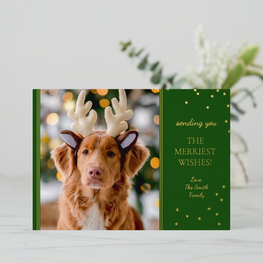 Folie Groen Goud Foto Folie Feestdagenkaart (Staand Voorkant)