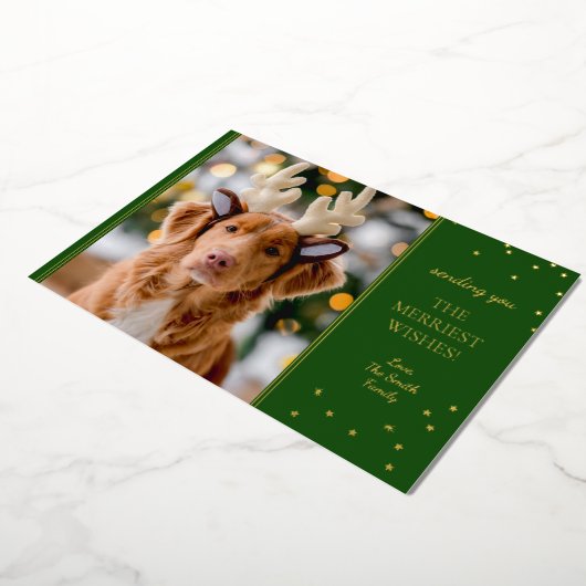 Folie Groen Goud Foto Folie Feestdagenkaart (Gedraaid)