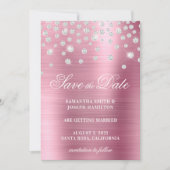 Folie grote diamantConfetti roze ombre Save The Date (Voorkant)