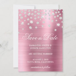 Folie grote diamantConfetti roze ombre Save The Date