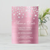 Folie grote diamantConfetti roze ombre Save The Date (Staand voorkant)