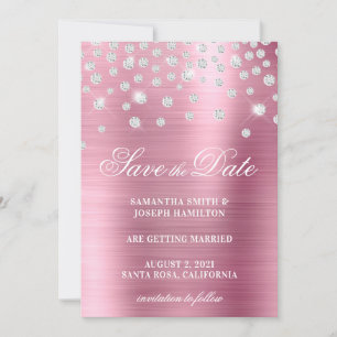Folie grote diamantConfetti roze ombre Save The Date