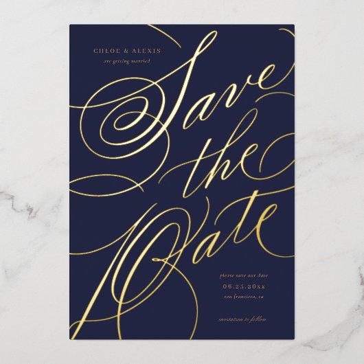 Folie Hand belettering Save the Date Kaart (Voorkant)