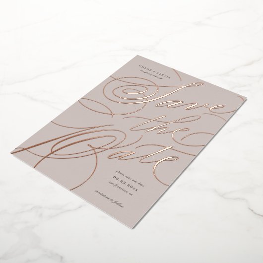 Folie Hand belettering Save the Date Kaart (Gedraaid)