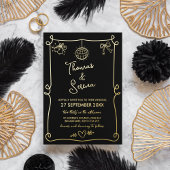 Folie Hand getekende Franse grillige Doodle bruilo Folie Feestdagenkaart