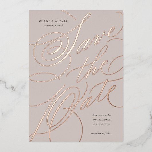 Folie Hand Lettering Save the Date Kaart (Voorkant)