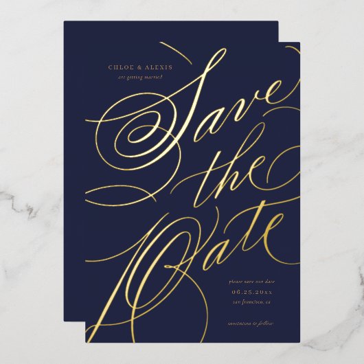Folie Handlettering Save the Date Kaart (Voorkant / Achterkant)