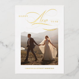 Folie Happy New Year Script Vakantiefotokaart Feestdagenkaart