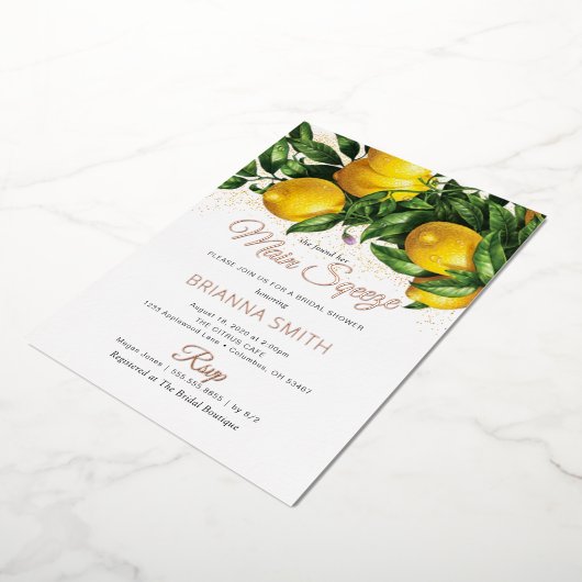 Folie Hare Lemon Squeeze Bridal Folie Uitnodiging (Gedraaid)