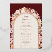 FOLIE herfst bloemenbordeaux bruiloft avond ervoor Folie Uitnodiging (Voorkant)