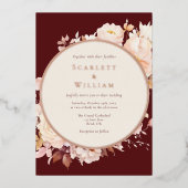 FOLIE herfst bloemenbordeaux crème bruiloft Folie Uitnodiging (Voorkant)