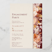FOLIE herfst Bourgondië Cream Modern Engagement Pa Uitnodiging (Voorkant)