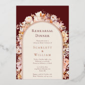 FOLIE herfst Bourgondische boog bruiloft repetitie Folie Uitnodiging (Voorkant)