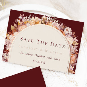 FOLIE herfst Bourgondische bruiloft Save the Date  Uitnodiging Briefkaart