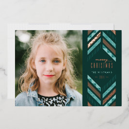Folie Herringbone Band Holiday Photo Card - Blauwg Uitnodiging