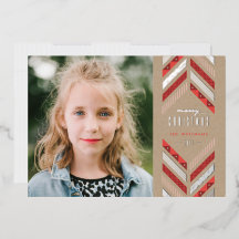 Folie Herringbone Band Holiday Photo Card - Crimso