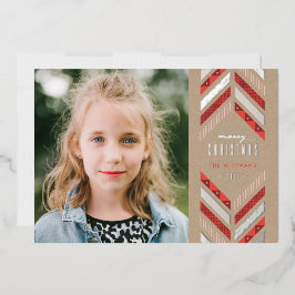 Folie Herringbone Band Holiday Photo Card - Crimso Uitnodiging