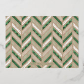 Folie Herringbone Band Holiday Photo Card - Groen Folie Uitnodiging (Achterkant)