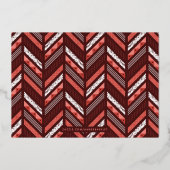 Folie Herringbone Band Holiday Photo Card - Rood Uitnodiging (Achterkant)