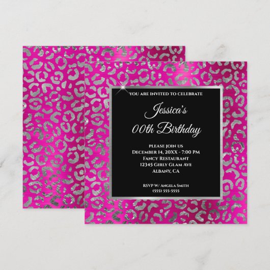 Folie 'Hot Pink' en 'Silver Leopard' Kaart (Voorkant / Achterkant)