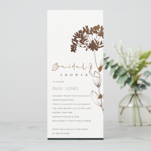 FOLIE HYDRANGEA FLORAL VRIJGEZELLENFEEST KAART (Staand voorkant)