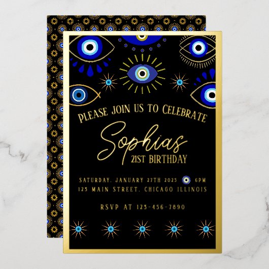 Folie Invitation - Evil Eye Feestdagenkaart (Voorkant / Achterkant)