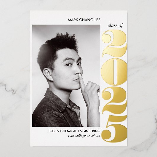 FOLIE JAAR | COLLEGE UNIVERSITY FOTO-AFSTUDEREN FOLIE UITNODIGING (Voorkant)