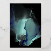 Folie Jade en Navy Blue Modern Fluid Ink Uitnodiging (Achterkant)
