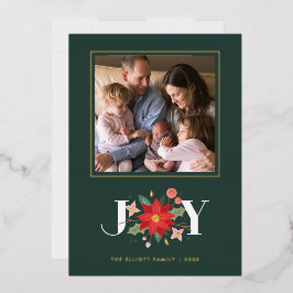 Folie Joy Flourish Holiday Photo Card - Groen Folie Uitnodiging