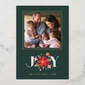 Folie Joy Flourish Holiday Photo Card - Groen Uitnodiging (Voorkant)