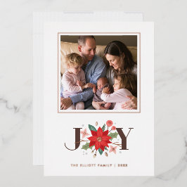 Folie Joy Flourish Holiday Photo Card - White Folie Uitnodiging