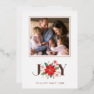 Folie Joy Flourish Holiday Photo Card - White Folie Uitnodiging