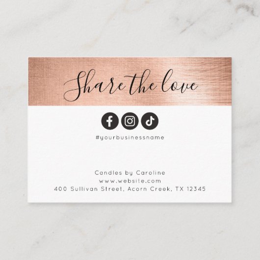 Folie Kaarsenzorg delen de Kaart Liefde invoegen Contactkaartje (Achterkant)