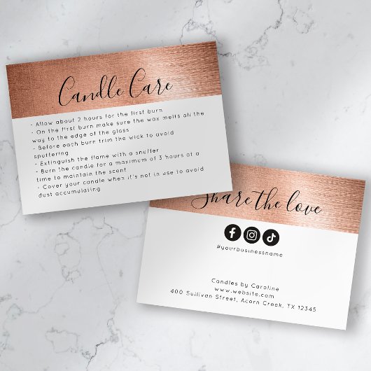 Folie Kaarsenzorg delen de Kaart Liefde invoegen Contactkaartje