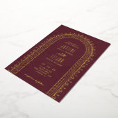 Folie kerk uitnodigen huwelijk maroon uitnodiging (Gedraaid)