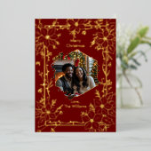 Folie Kerst Kaart Sjabloon 2 Foto Maroon Gold (Staand Voorkant)